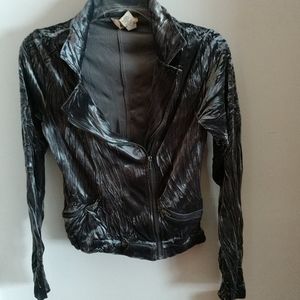 CHRISTMAS #3 NWT@$48 Crushed Velvet Cropped Assymetric Moto Style